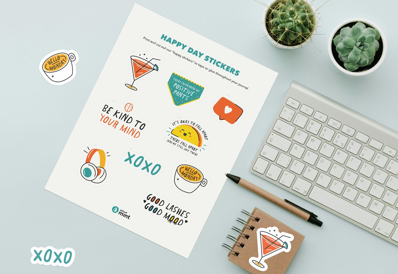 Happy Day Stickers Printable Mockup