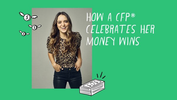Brittney Castro, CFP Headshot with "How a CFP Celebrates her Money Wins" text