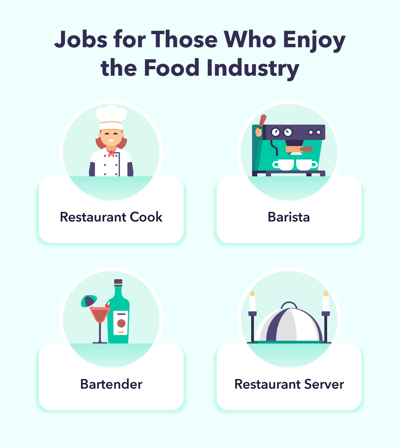 A graphic lists 4 summer job ideas for those who enjoy the food industry.