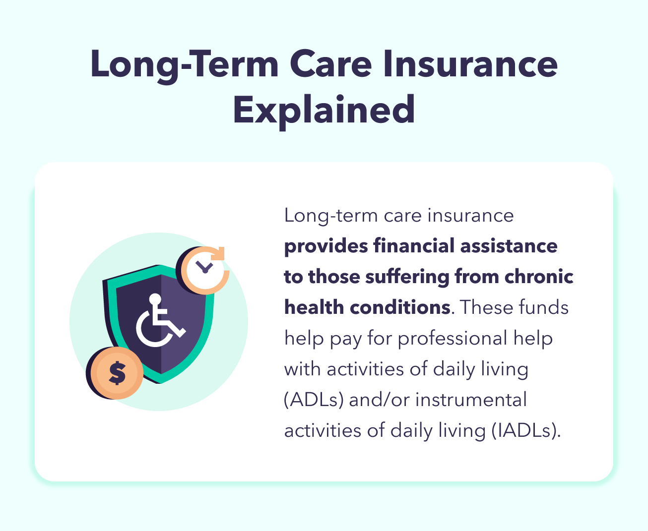 A definition explains what’s included in long-term care insurance policies.
